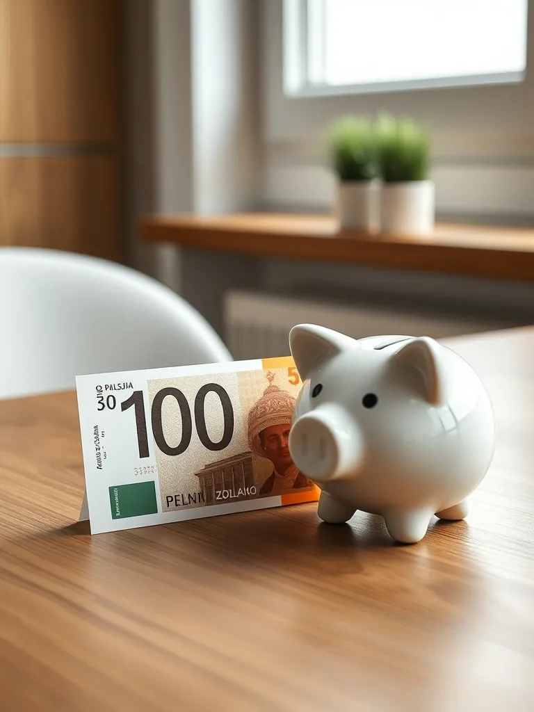 A minimalist aesthetic photo of a Polish 100 PLN banknote ne